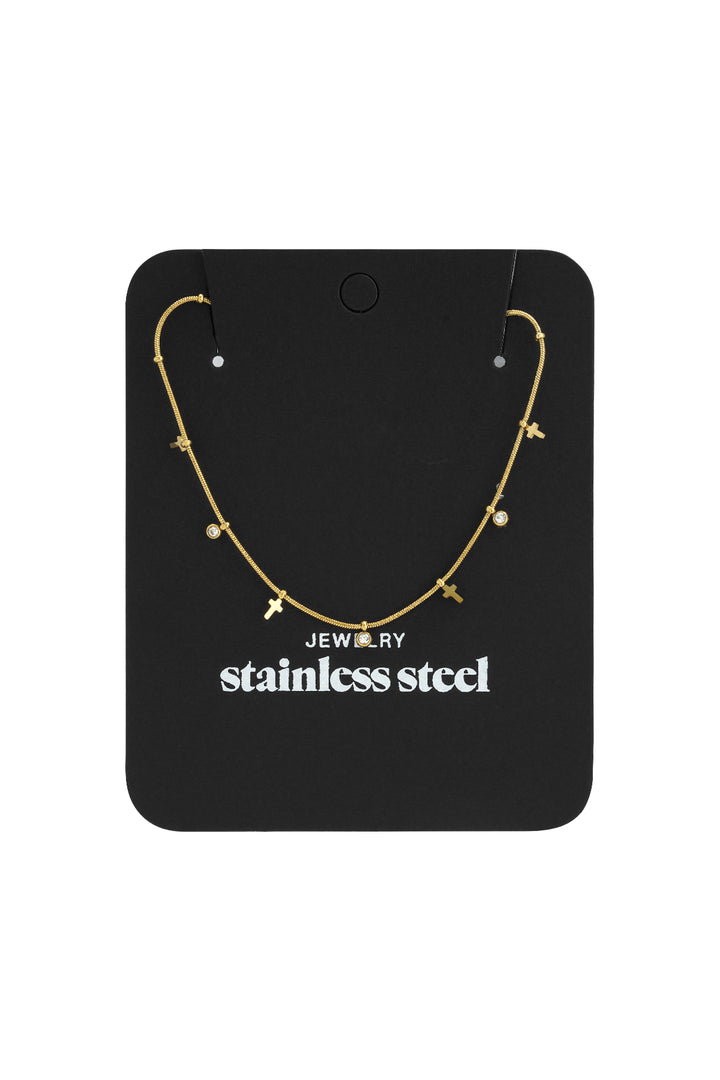 Golden Cross & Crystal Necklace