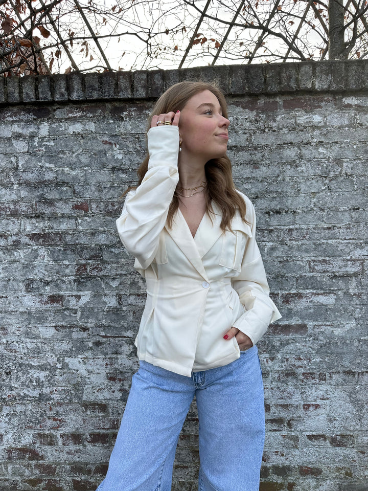 Ecru Tie-Back Blouse