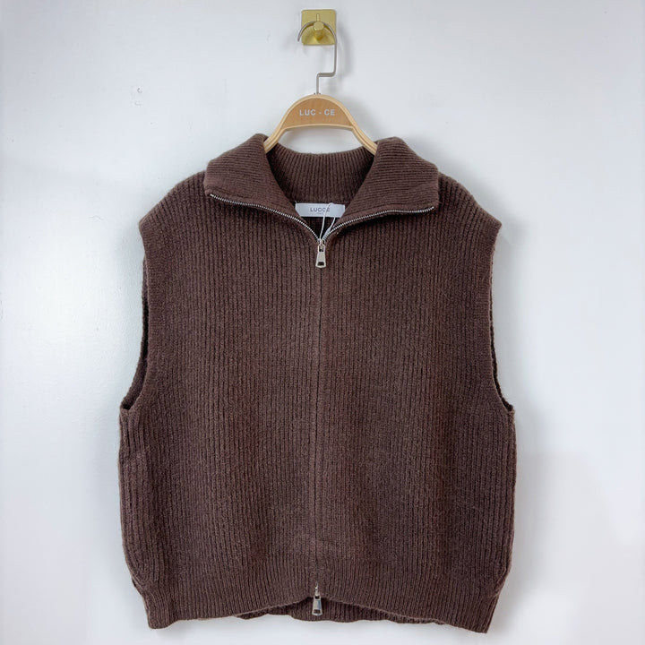 Bruin gilet met rits