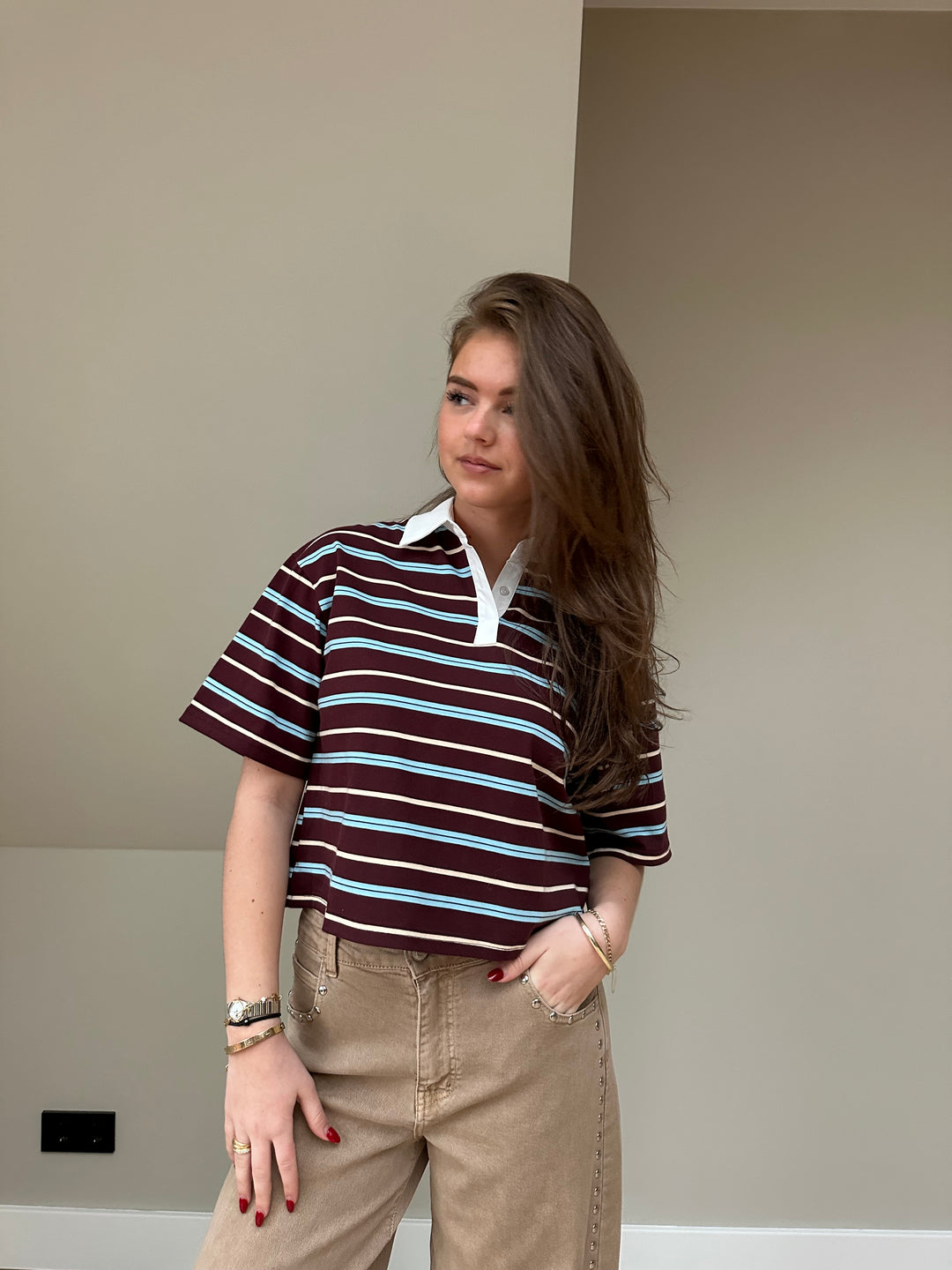 Riley Stripe Polo Top
