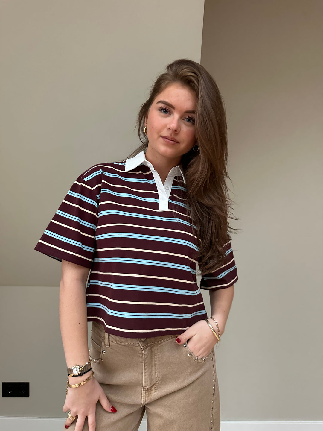 Riley Stripe Polo Top