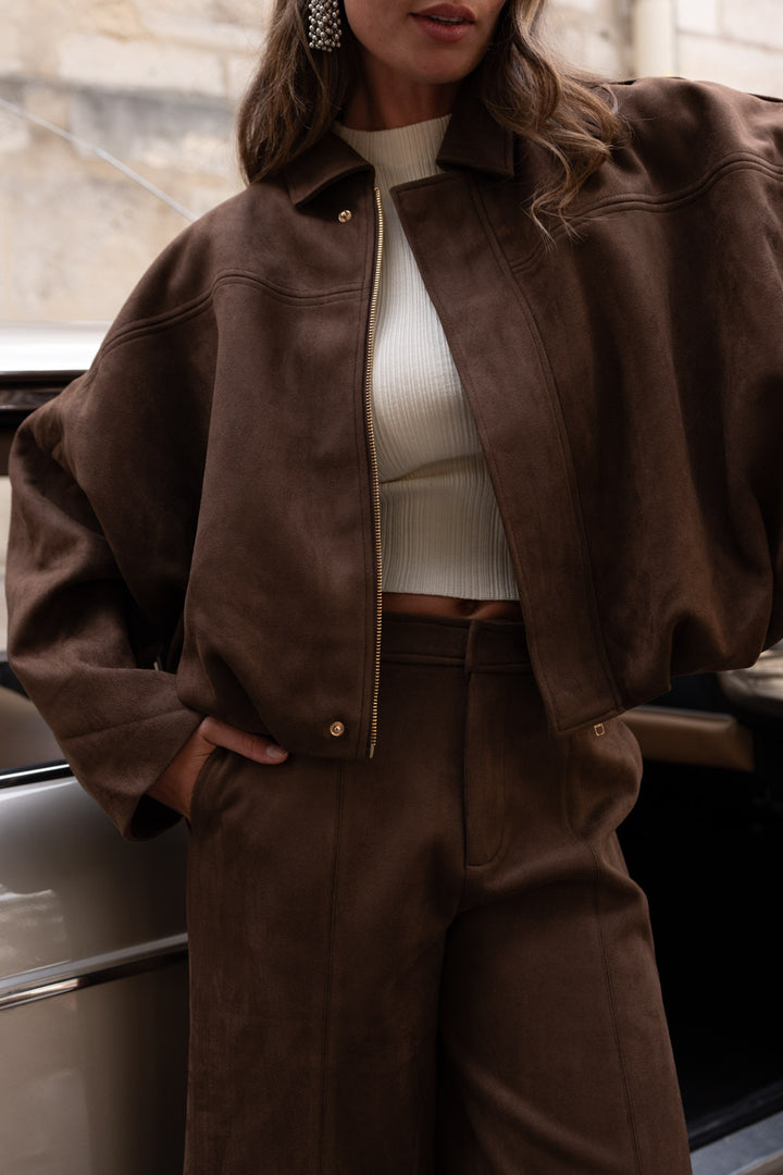 Chocolate/Camel Zipped Jacket
