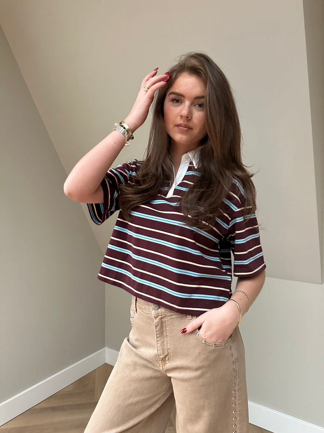 Riley Stripe Polo Top