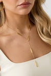 Golden Drop Lariat Necklace