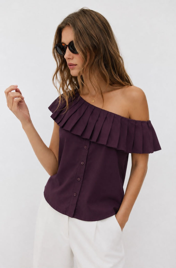 One-Shoulder Cotton Top