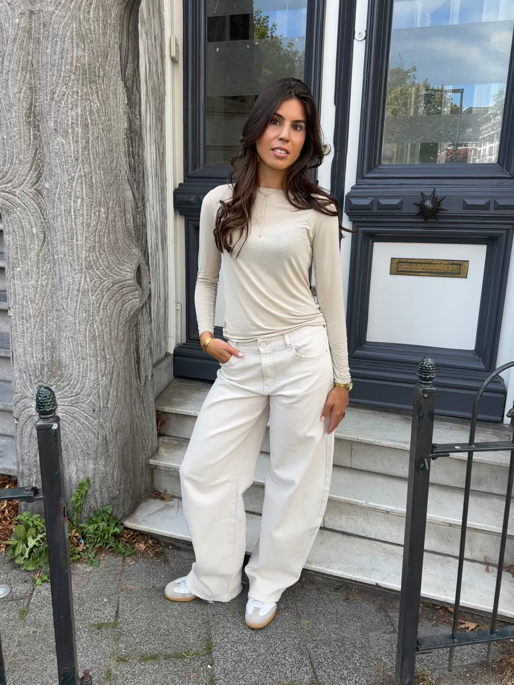 Barrel Jeans Beige