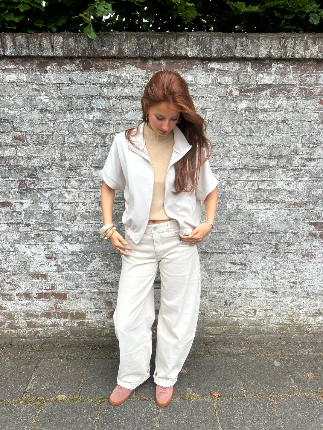 Barrel Jeans Beige