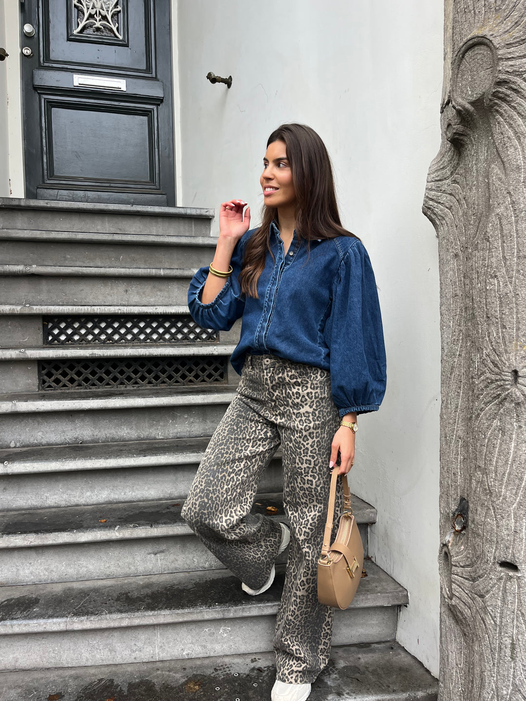 Leopard Straight Fit Jeans