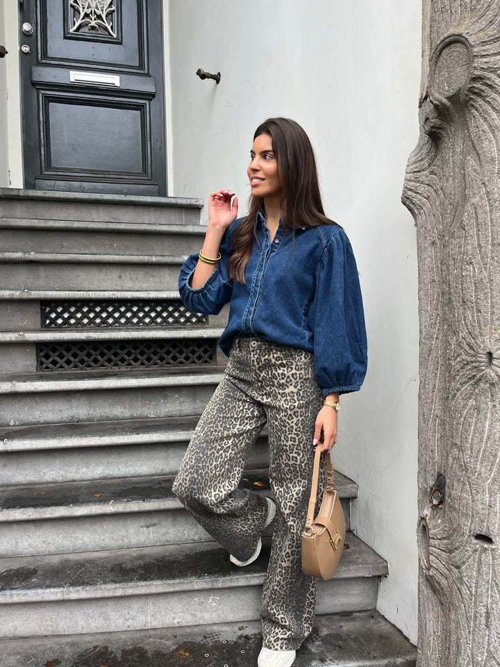 Leopard Straight Fit Jeans