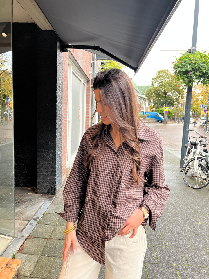Checked Blouse Brown