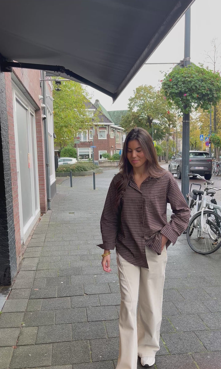 Checked Blouse Brown