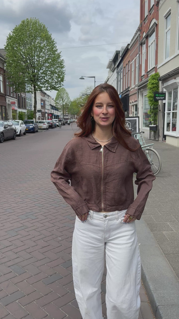 Celine Linen Zip Blouse