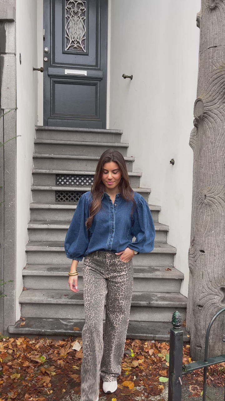 Leopard Straight Fit Jeans